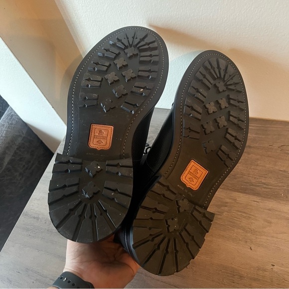 O’Keeffe Black Pebble Leather Lace Up Boots Handcrafted Italy Size UK 9 US 10 - Picture 7 of 9